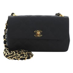 Chanel Vintage CC Sac à rabat avec chaîne en satin matelassé petit modèle