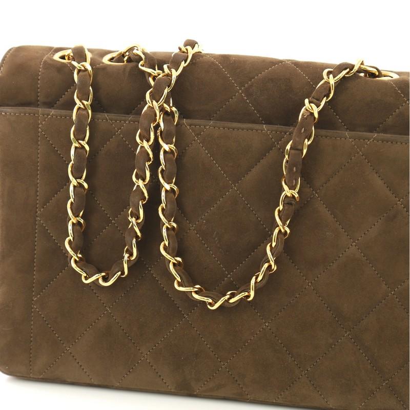 Chanel Vintage CC Chain Flap Bag Quilted Suede Medium 5