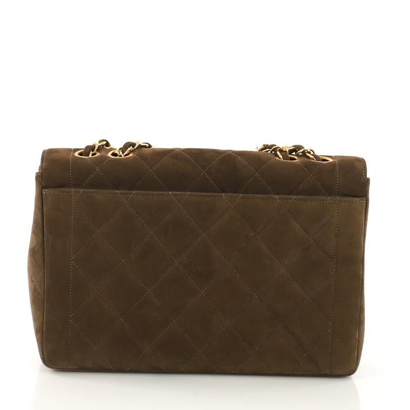 Chanel Vintage CC Chain Flap Bag Quilted Suede Medium In Good Condition In NY, NY