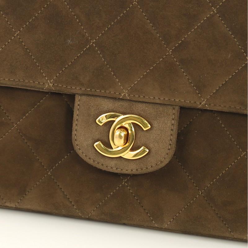 Chanel Vintage CC Chain Flap Bag Quilted Suede Medium 4