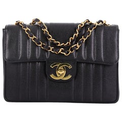Chanel Vintage CC Chain Flap Bag Vertical Quilt Caviar Maxi