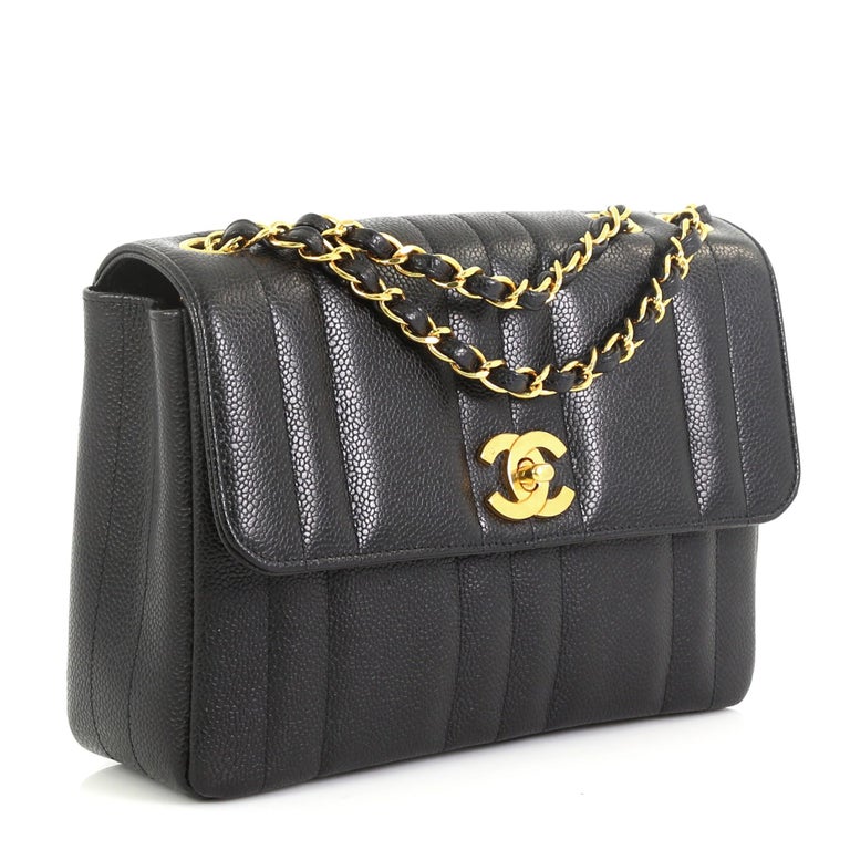 Chanel Vintage CC Chain Flap Bag Vertical Quilt Caviar Small at 1stDibs