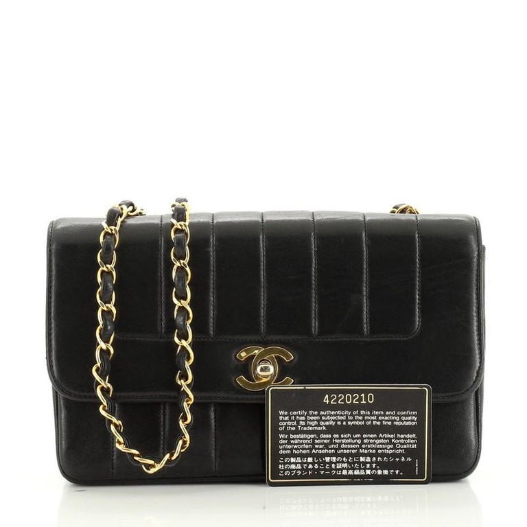 Chanel Vintage CC Chain Flap Bag Vertical Quilt Lambskin Small at 1stDibs