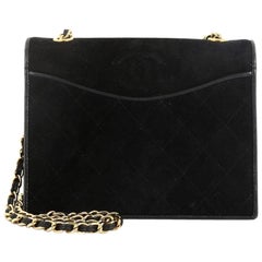 Chanel Vintage CC Chain Full Flap Bag Quilted Suede Small
