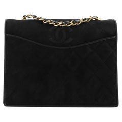 Chanel Vintage CC Chain Full Flap Bag Quilted Suede Small