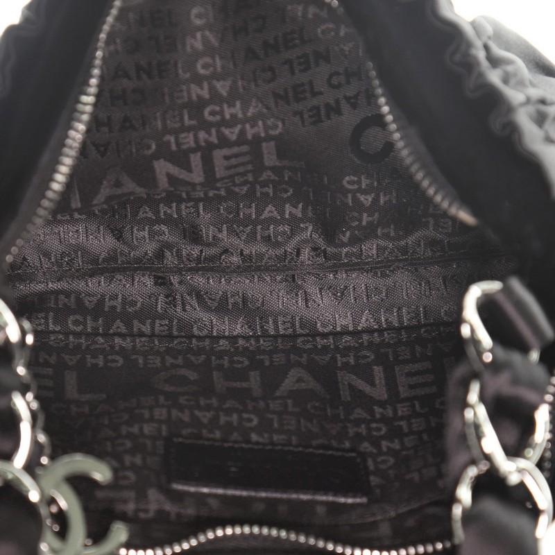 Chanel Vintage CC Chain Pochette Pleated Satin with Velvet Small In Good Condition In NY, NY