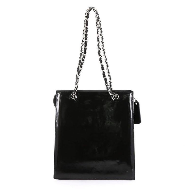 Chanel Vintage CC Chain Tote Patent Small at 1stDibs