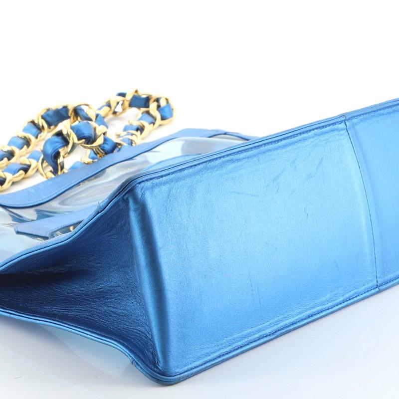 Blue Chanel Vintage CC Chain Tote PVC and Leather Large