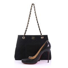Chanel Vintage CC Chain Tote Quilted Grosgrain Medium