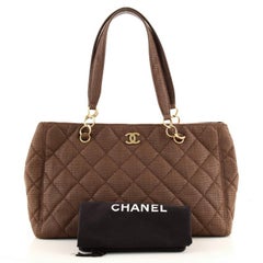 Chanel Vintage CC Chain Tote Quilted Raffia Large
