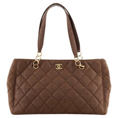 Chanel Used CC Chain Tote Quilted Raffia Large
