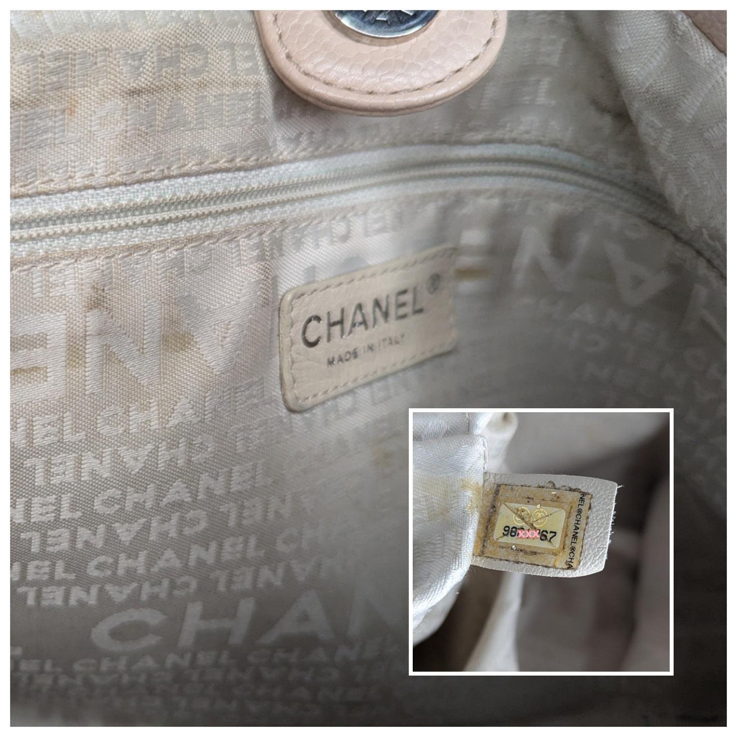 Chanel Vintage CC Charm Beige Woven Leather Tote For Sale 3