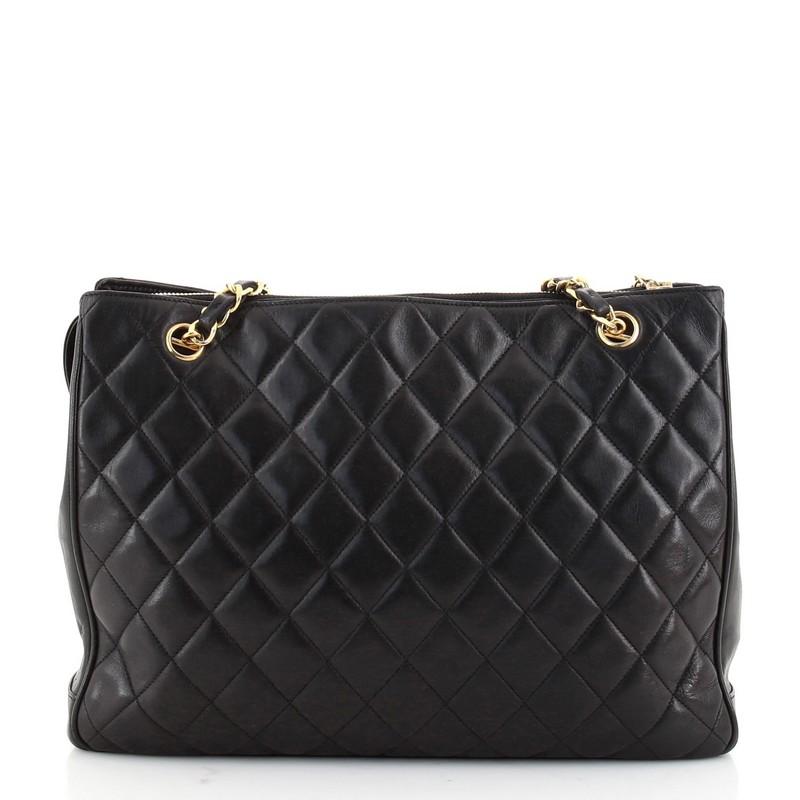 Chanel Vintage CC Charm Tote Quilted Lambskin Large In Good Condition In NY, NY