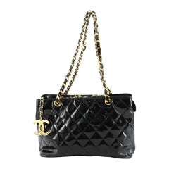 Chanel Vintage CC Charm Tote Quilted Patent Medium