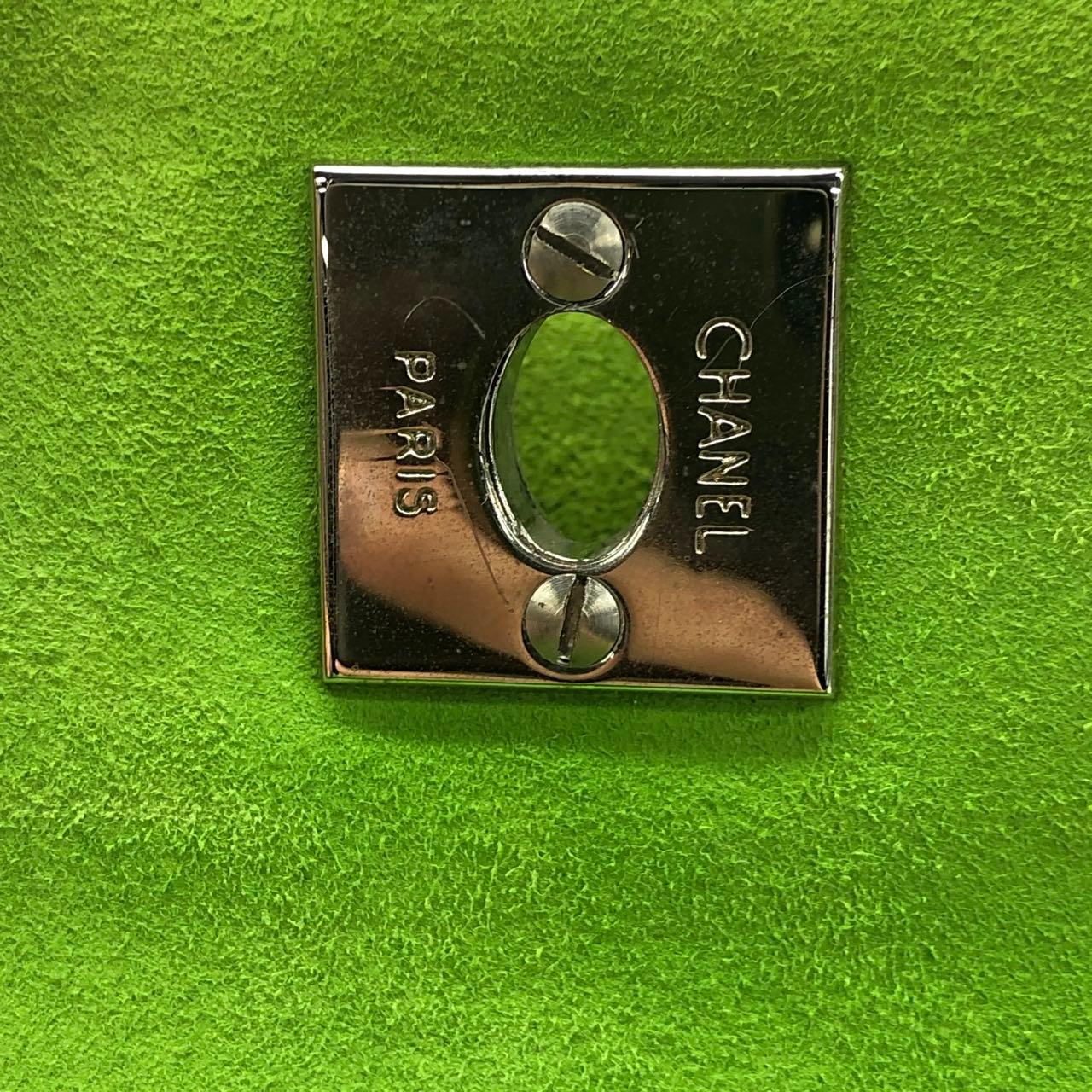 Chanel Vintage CC Coco Mark Grüner Samt gesteppte Fronttasche Umhängetasche im Angebot 8