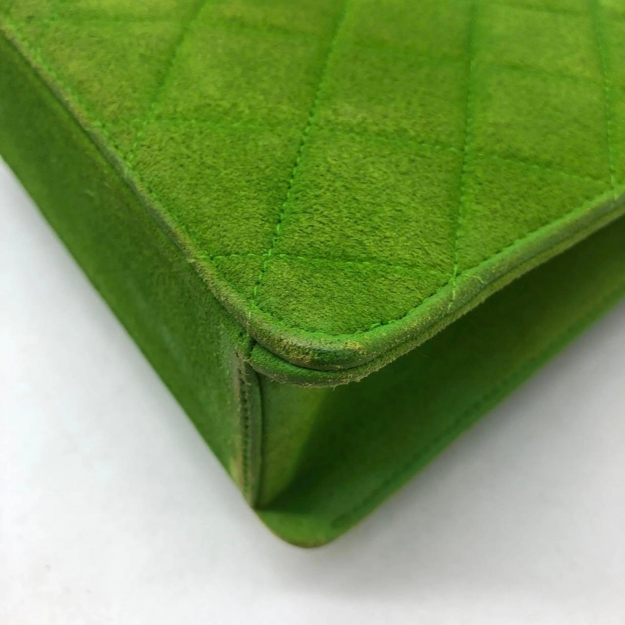 Chanel Vintage CC Coco Mark Grüner Samt gesteppte Fronttasche Umhängetasche im Angebot 3