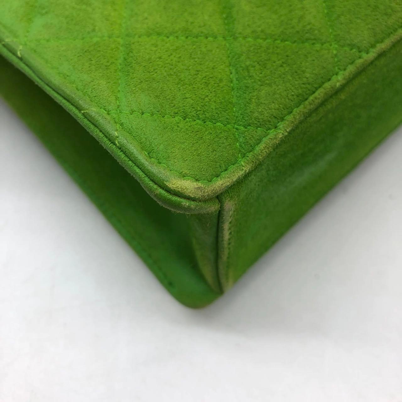 Chanel Vintage CC Coco Mark Grüner Samt gesteppte Fronttasche Umhängetasche im Angebot 4