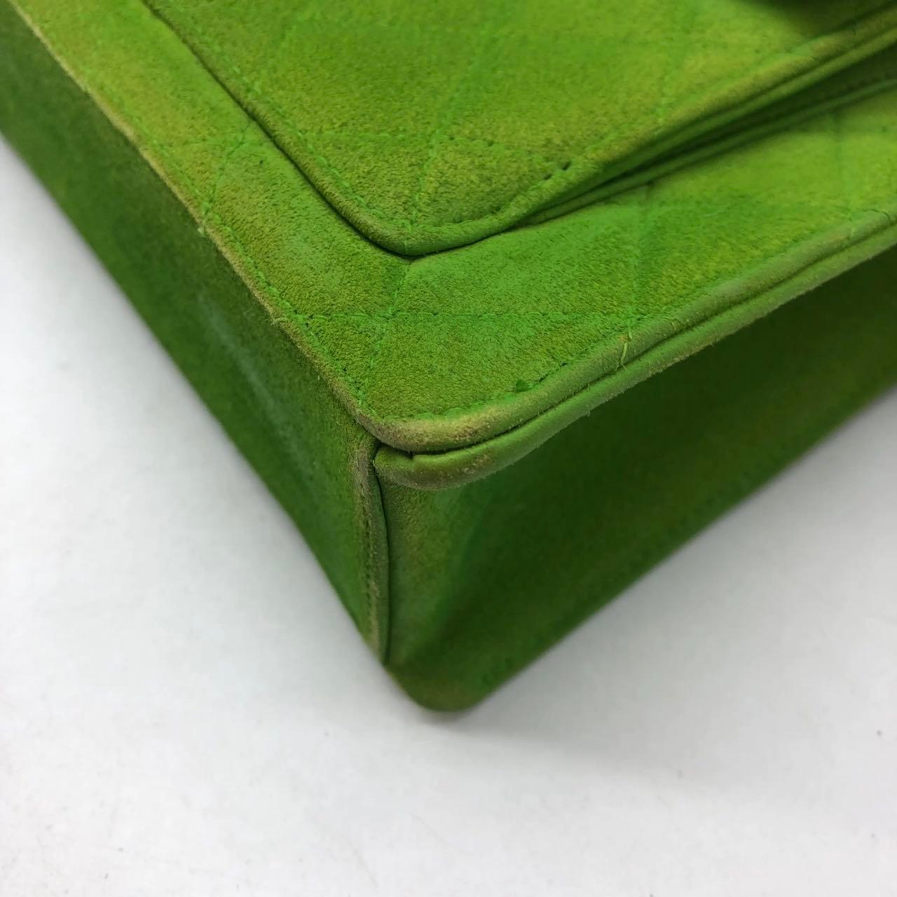 Chanel Vintage CC Coco Mark Grüner Samt gesteppte Fronttasche Umhängetasche im Angebot 5