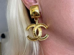 CHANEL Vintage CC Dangly Earrings