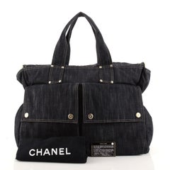 Chanel Vintage CC Double Pocket Tote Denim XL