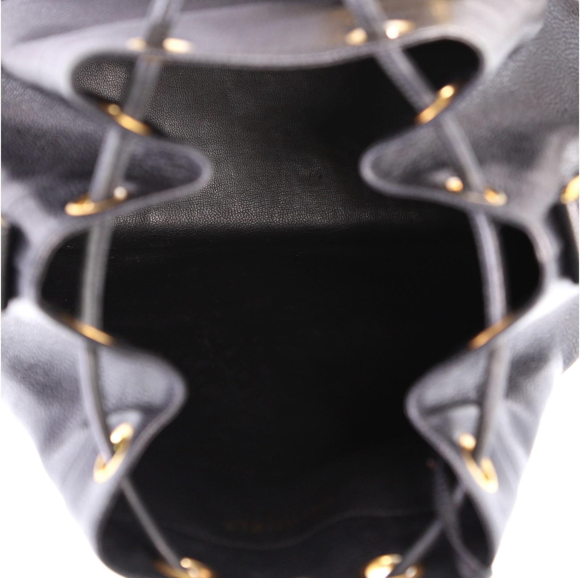 Black Chanel Vintage CC Drawstring Bucket Bag Caviar Medium