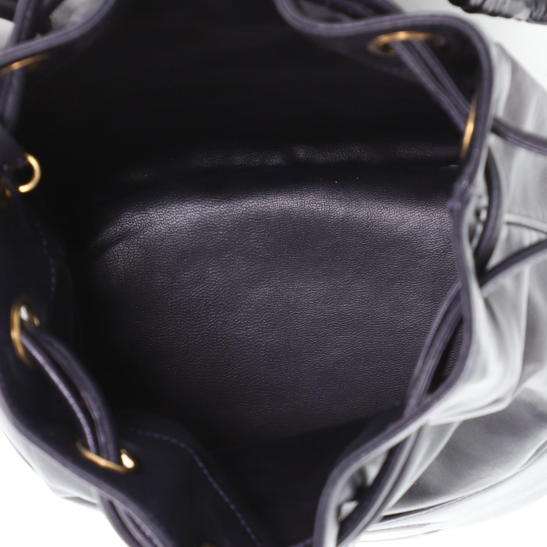 Chanel Vintage CC Drawstring Bucket Bag Lambskin Small  In Good Condition In NY, NY