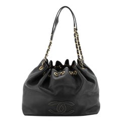 Chanel Vintage CC Drawstring Chain Shoulder Bag Leather Small