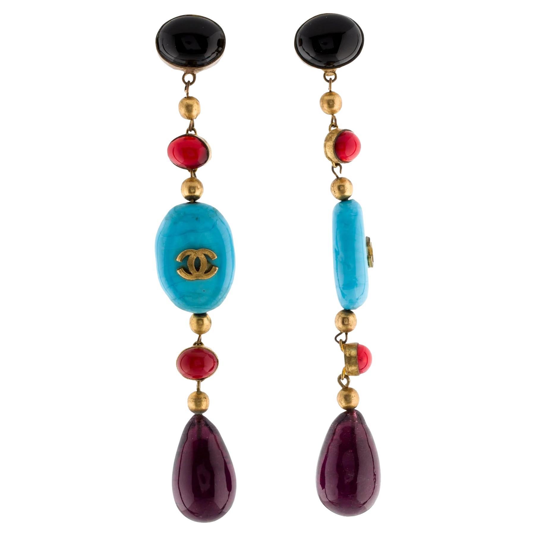 Chanel vintage CC drop clip-on earrings, 1980’s en venta