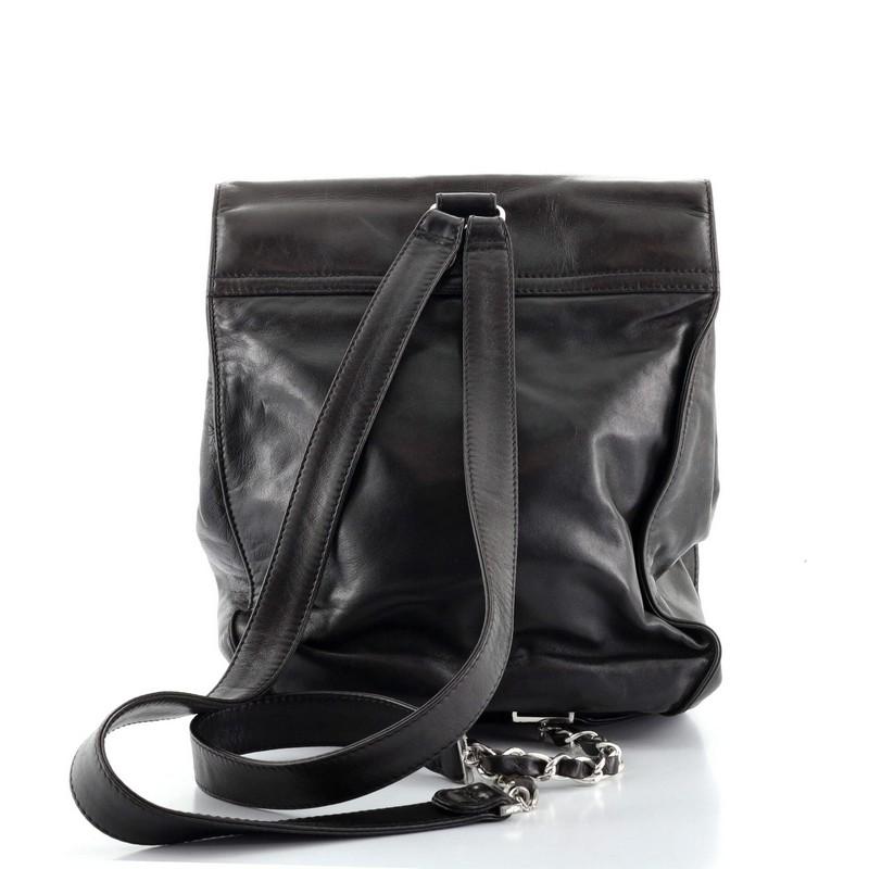 Black Chanel Vintage CC Flap Backpack Leather Medium