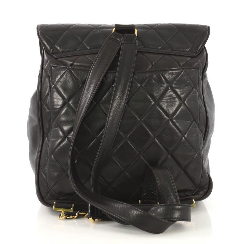 Chanel Vintage CC Flap Backpack Quilted Lambskin Medium In Good Condition In NY, NY