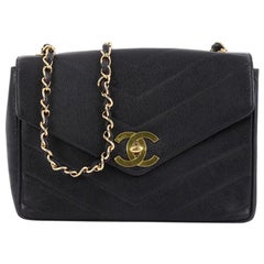 Chanel Vintage CC Flap Bag Chevron Caviar Medium