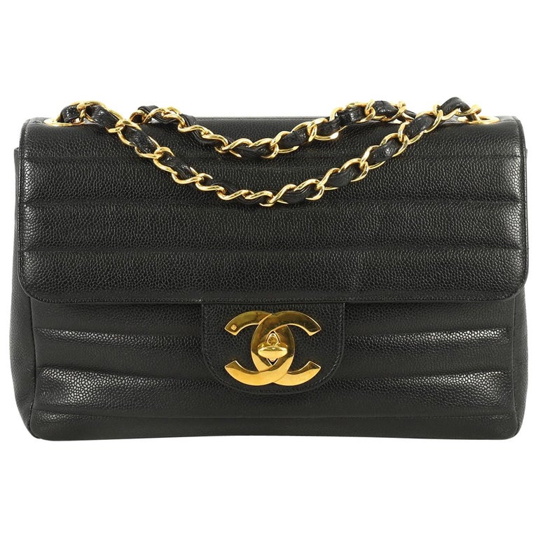 Chanel Vintage CC Flap Bag Horizontal Quilt Caviar Jumbo