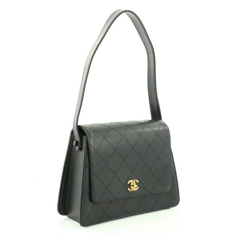 Chanel Vintage CC Flap Shoulder Bag Quilted Caviar Small at 1stDibs