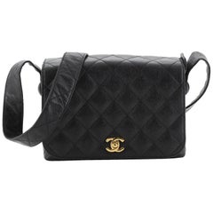 Chanel Vintage CC Flap Shoulder Bag Quilted Caviar Small