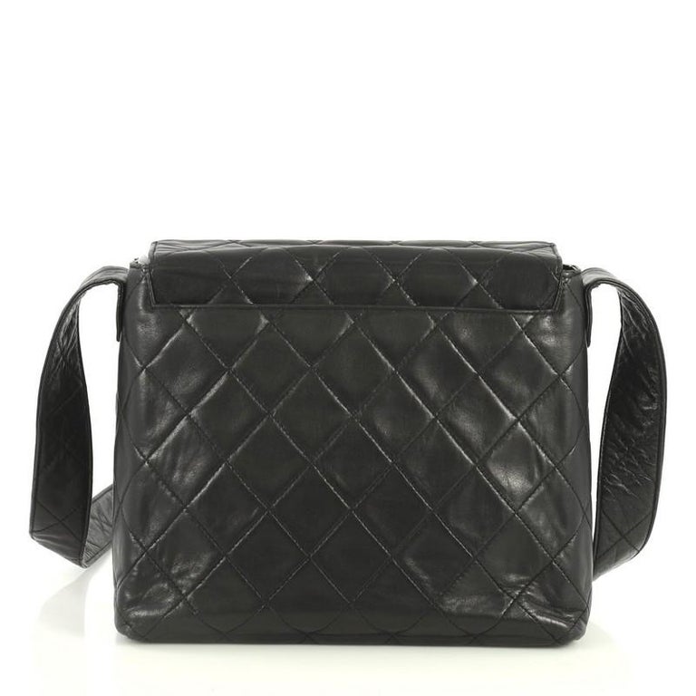 Chanel Vintage Chanel 7.5  Flap Black Quilted Leather Mini Shoulder