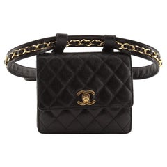 Chanel Vintage CC Flap Waist Bag Quilted Caviar Small