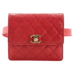 Chanel Vintage CC Flap Waist Bag Quilted Caviar Small