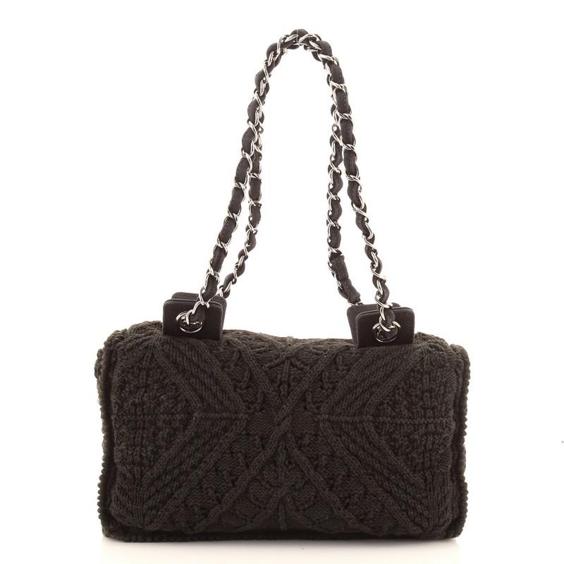 Chanel Vintage CC Full Flap Bag Woven Crochet Medium In Good Condition In NY, NY