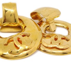 CHANEL Vintage CC Gold Small Doorknocker Evening Earrings