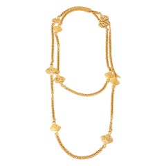 Chanel Vintage CC Gold Tone Long Necklace