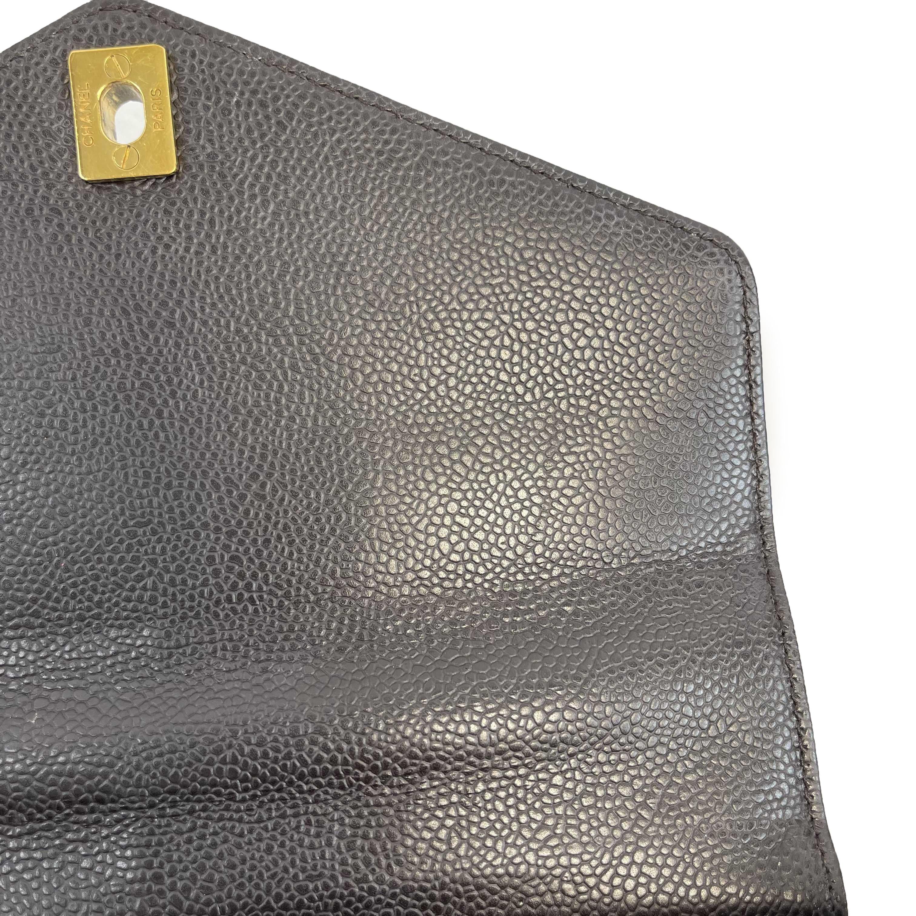 Chanel - Vintage CC Kelly Bag Dark Brown Caviar Shoulder Bag 6