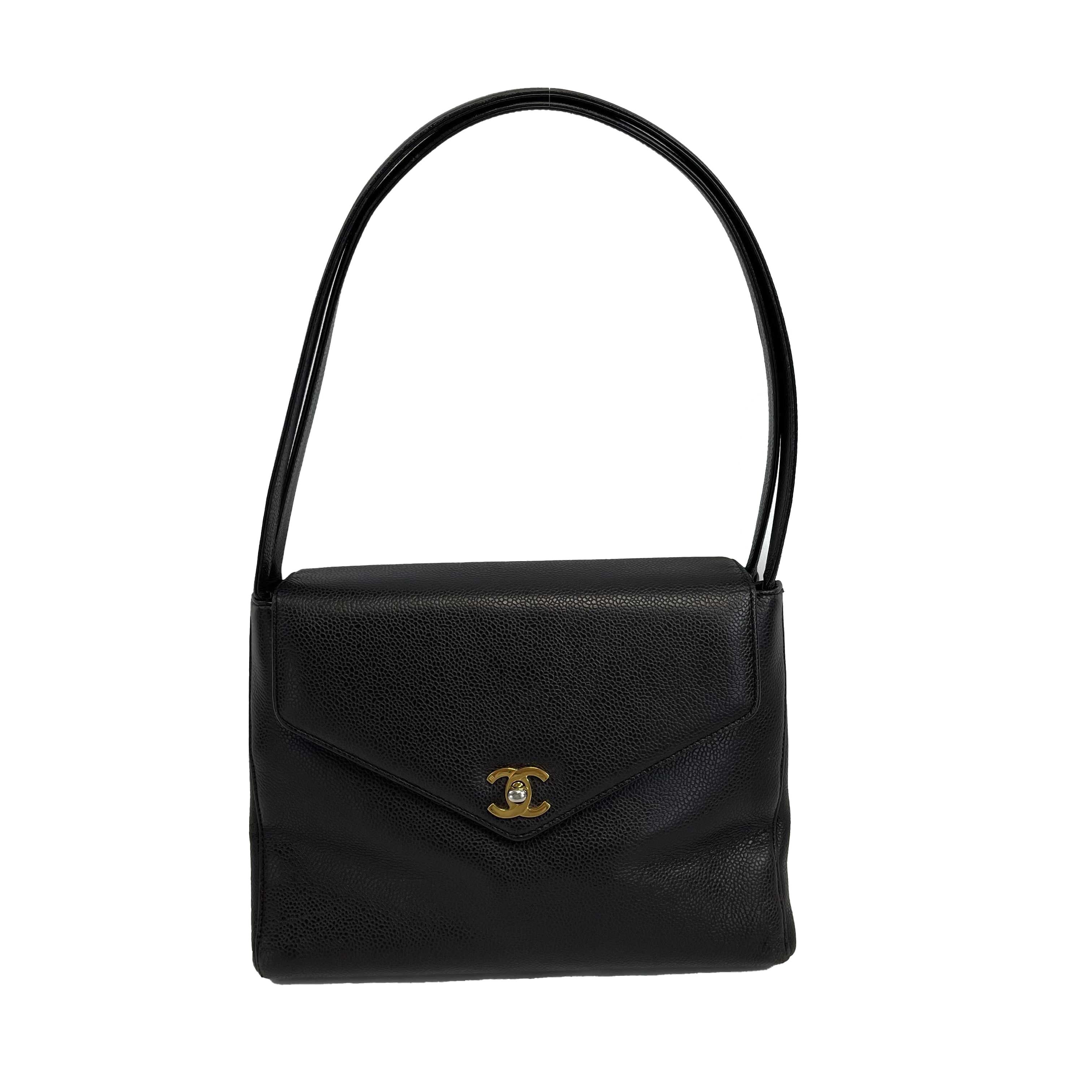 	Chanel - Vintage CC Kelly Bag Dark Brown Caviar Shoulder Bag 9