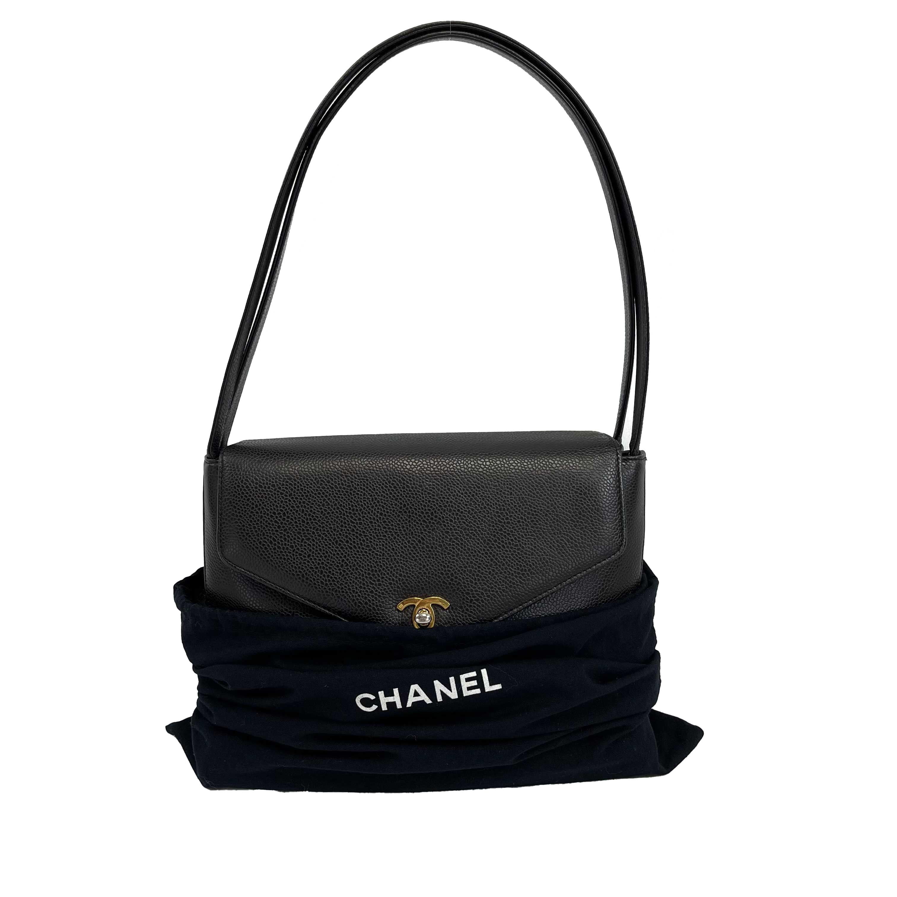 Women's 	Chanel - Vintage CC Kelly Bag Dark Brown Caviar Shoulder Bag