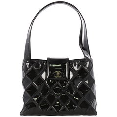 Chanel Vintage CC Lock Flap Shoulder Bag Quilted Patent Medium