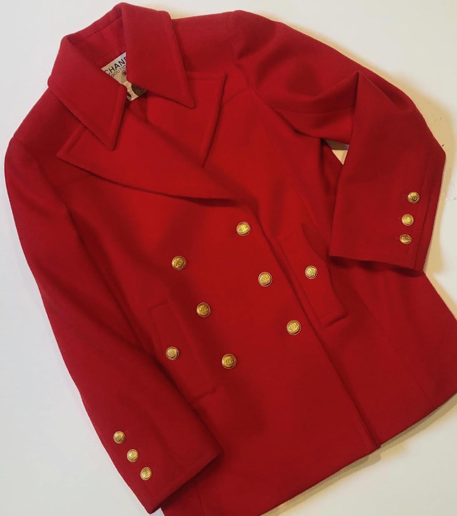 CHANEL Vintage CC Logo 12 Buttons Double-Breasted Jacket Coat 1990s 11
