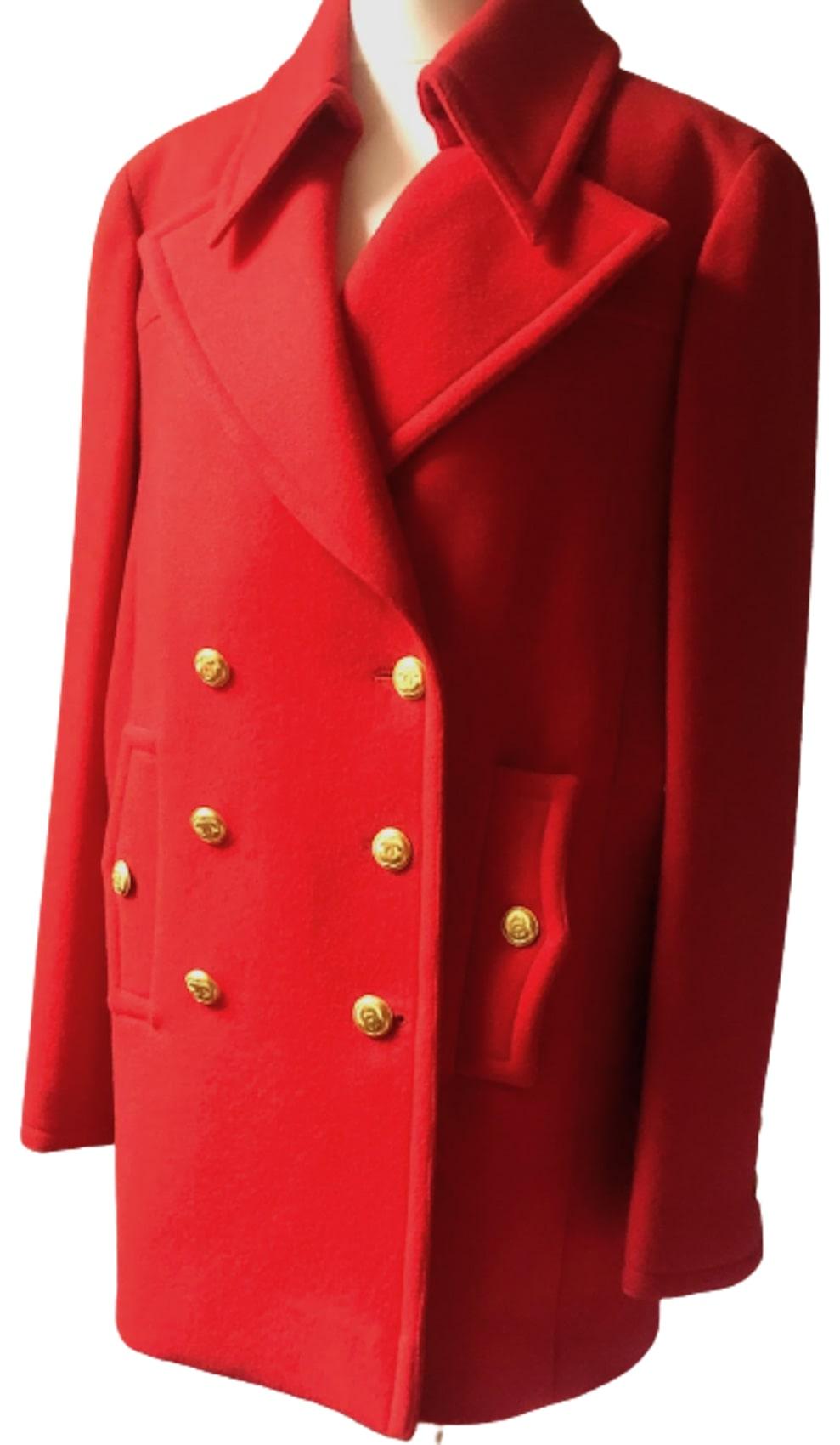 CHANEL Vintage CC Logo 12 Buttons Double-Breasted Jacket Coat 1990s In Excellent Condition In London, GB