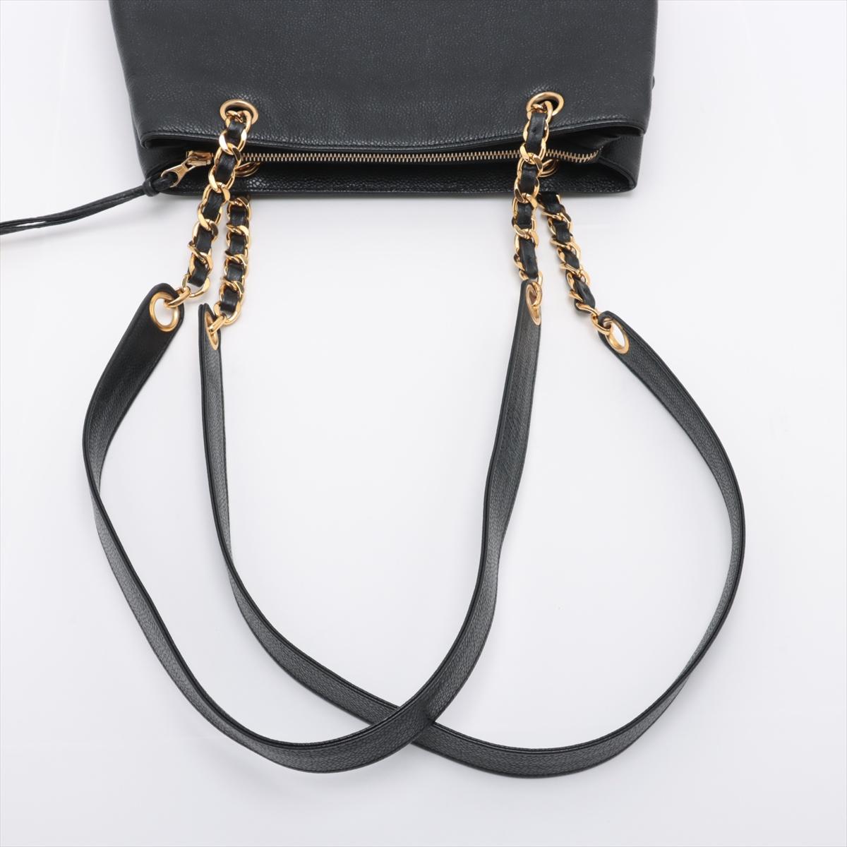 Chanel Vintage CC Logo Caviar Skin Pocket Chain Shoulder Tote BagNegro*PRE PEDIDO en venta 3