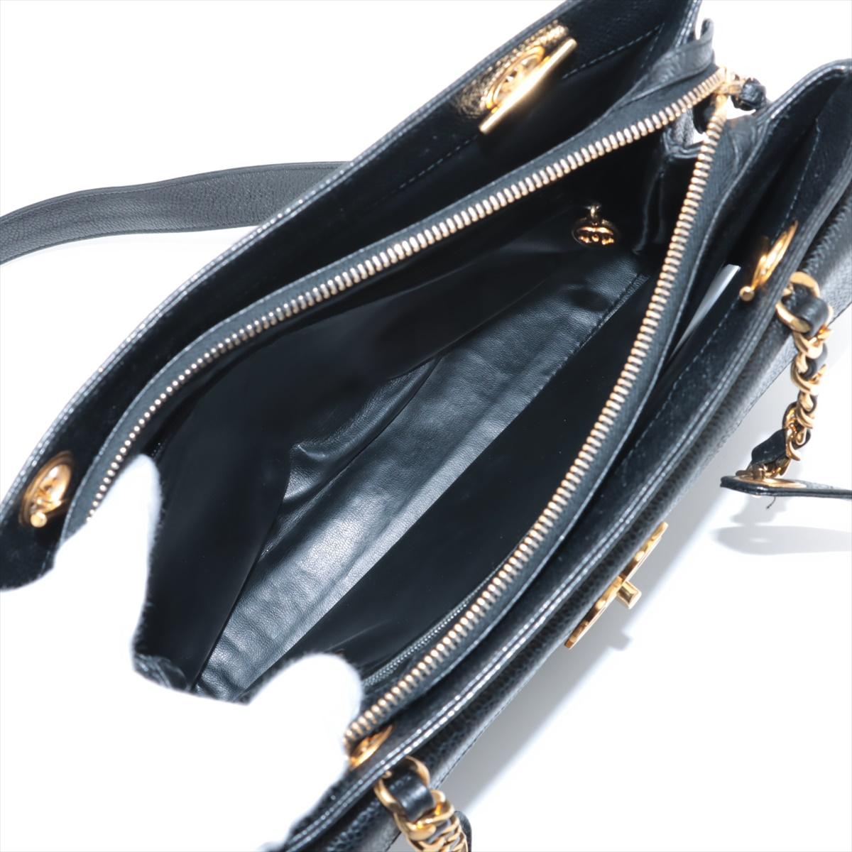 Chanel Vintage CC Logo Caviar Skin Pocket Chain Shoulder Tote BagNegro*PRE PEDIDO en venta 5