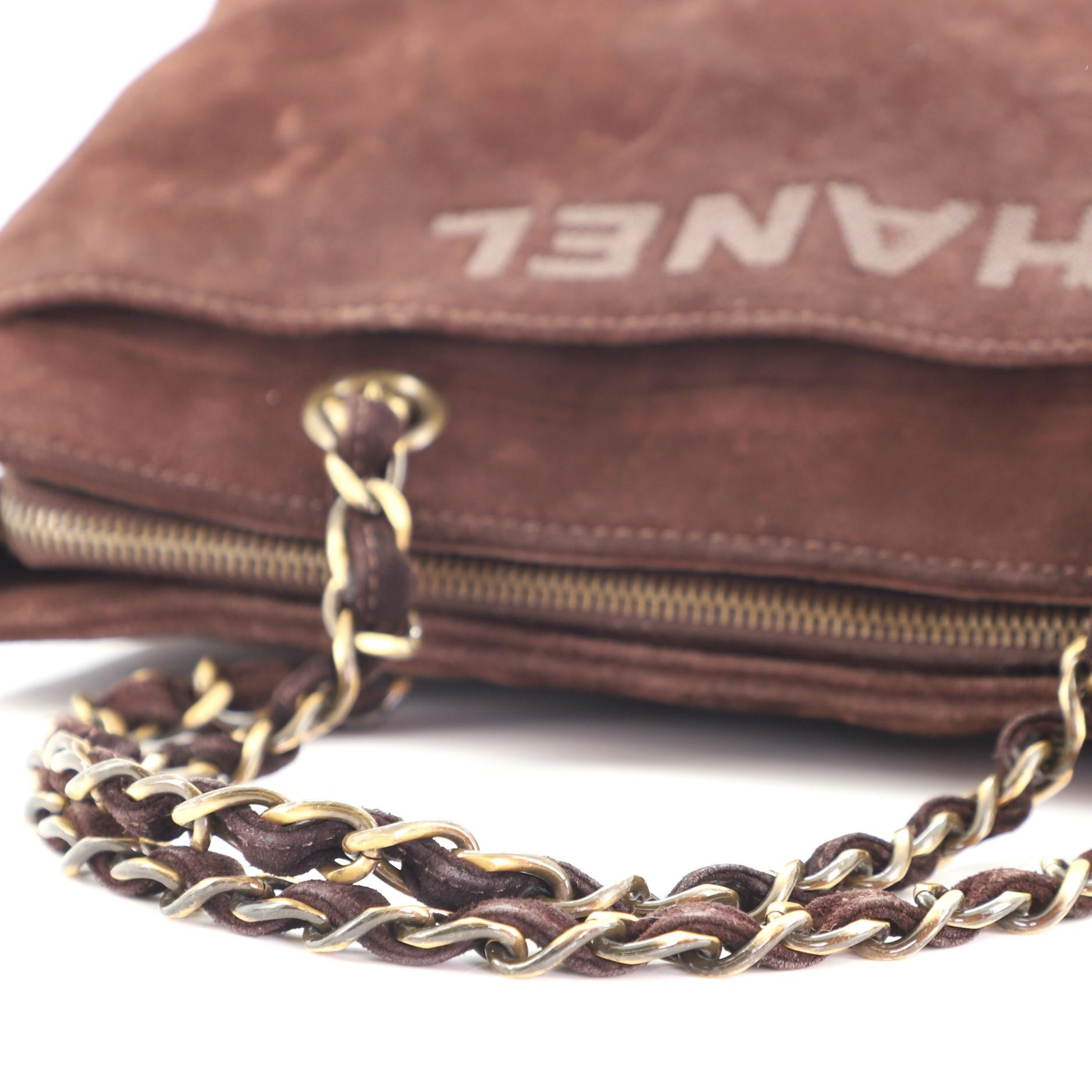 Chanel Vintage CC Logo Chain Tote Suede Medium 1