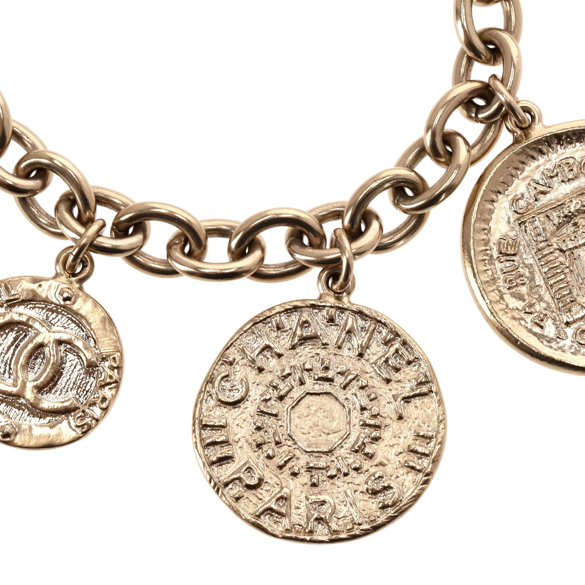 Modern Chanel Vintage 'CC' Logo Coin Bracelet For Sale
